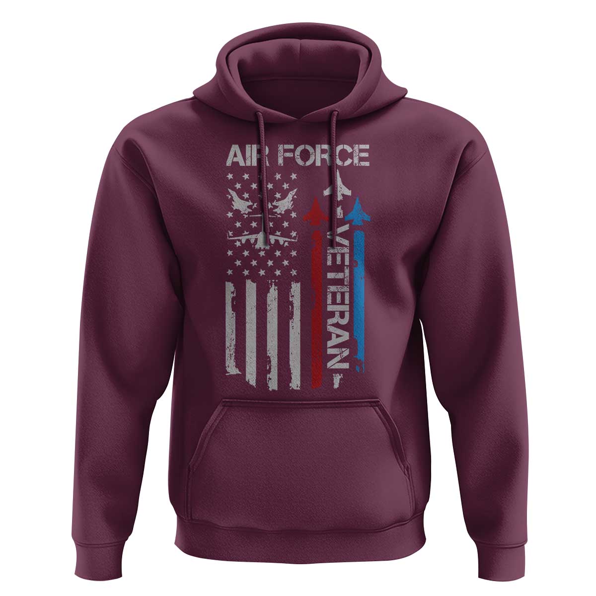 Air Force Veteran Hoodie Distressed American Flag Retired Dad Grandpa
