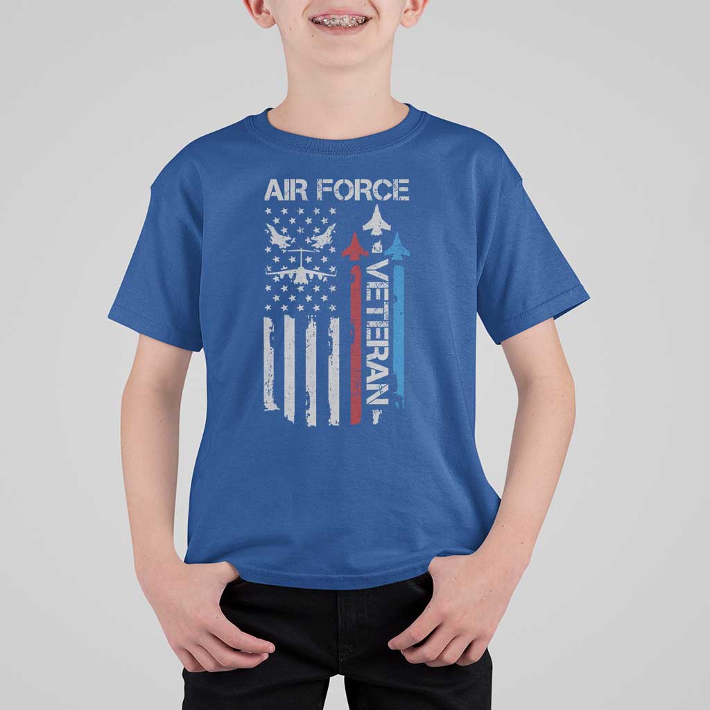Air Force Veteran T Shirt For Kid Distressed American Flag Retired Dad Grandpa