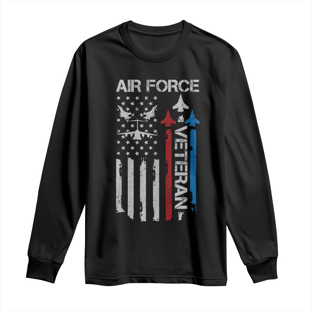 Air Force Veteran Long Sleeve Shirt Distressed American Flag Retired Dad Grandpa