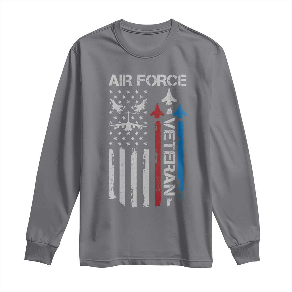 Air Force Veteran Long Sleeve Shirt Distressed American Flag Retired Dad Grandpa