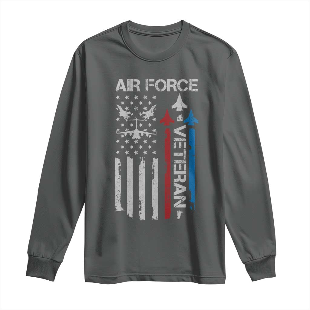 Air Force Veteran Long Sleeve Shirt Distressed American Flag Retired Dad Grandpa