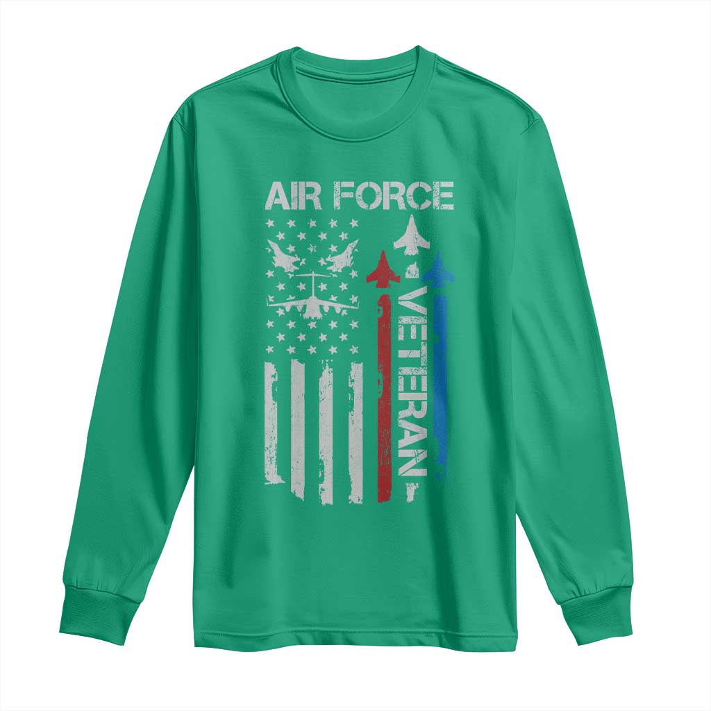 Air Force Veteran Long Sleeve Shirt Distressed American Flag Retired Dad Grandpa