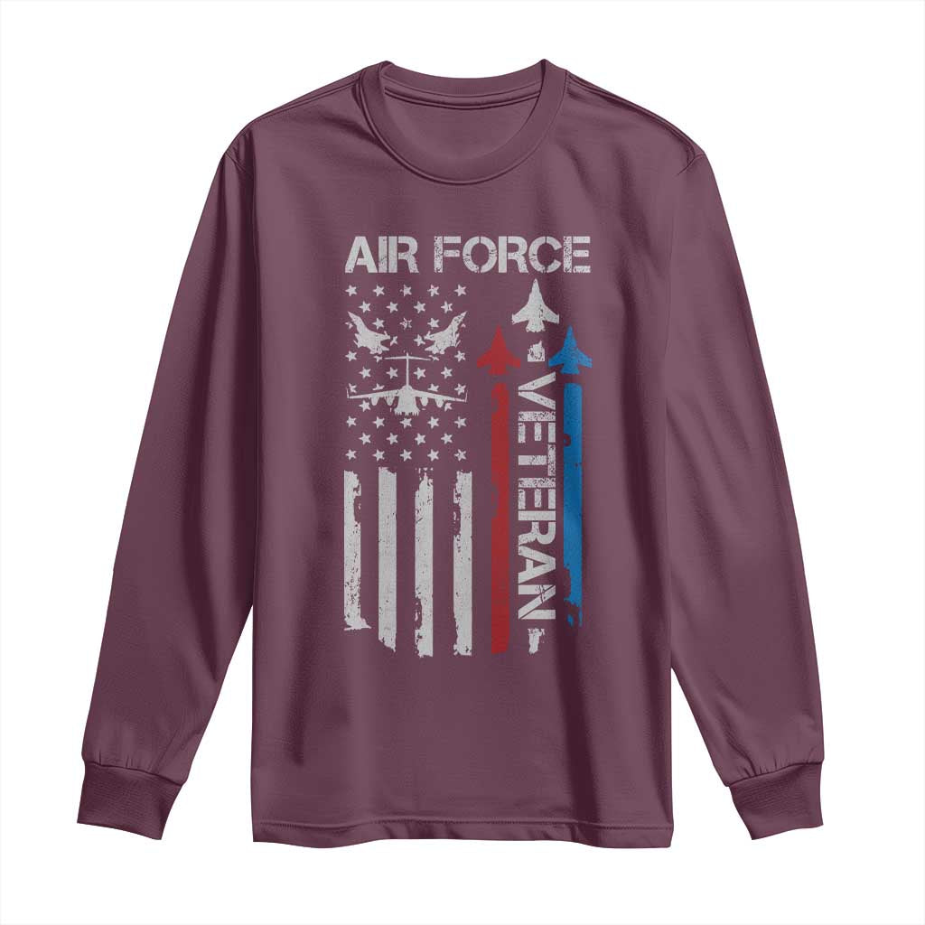Air Force Veteran Long Sleeve Shirt Distressed American Flag Retired Dad Grandpa