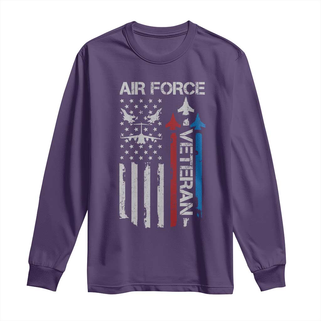 Air Force Veteran Long Sleeve Shirt Distressed American Flag Retired Dad Grandpa