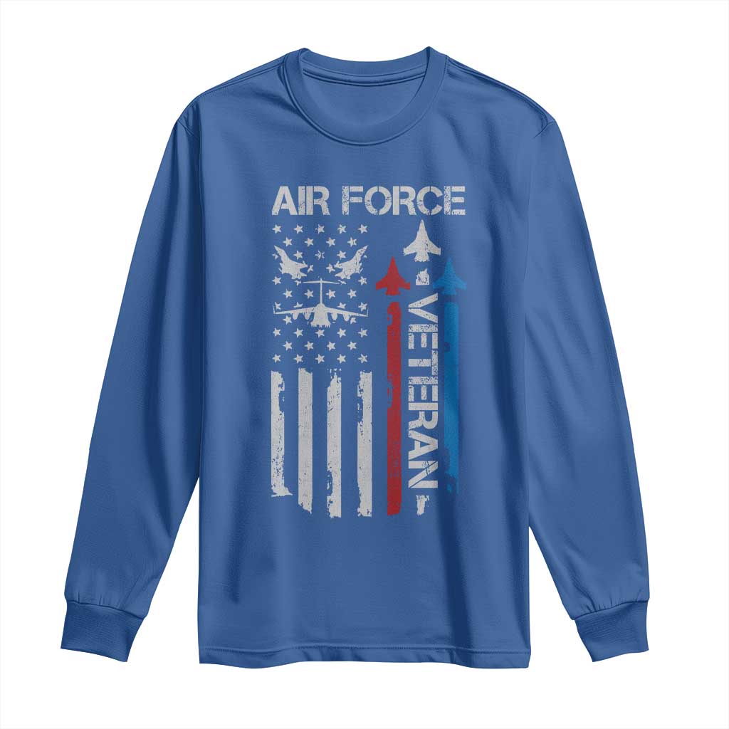 Air Force Veteran Long Sleeve Shirt Distressed American Flag Retired Dad Grandpa