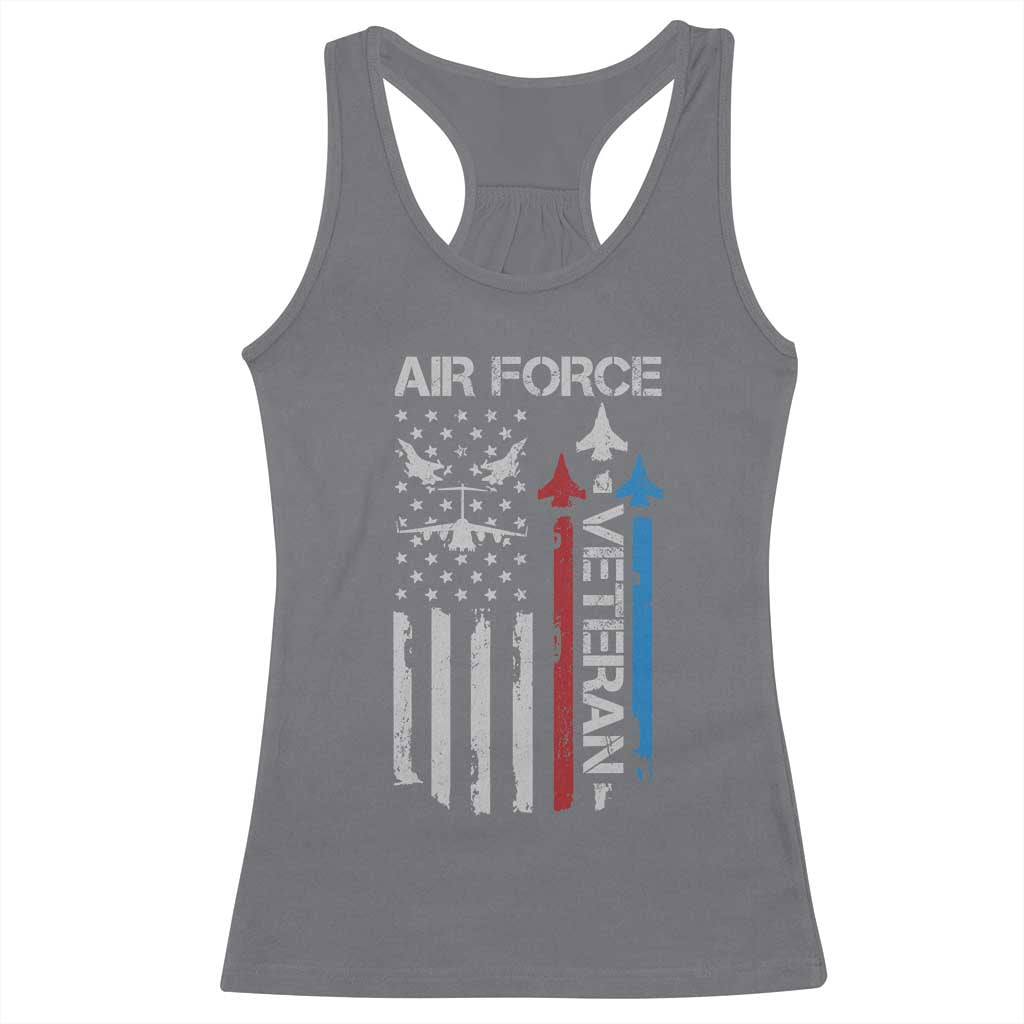 Air Force Veteran Racerback Tank Top Distressed American Flag Retired Dad Grandpa