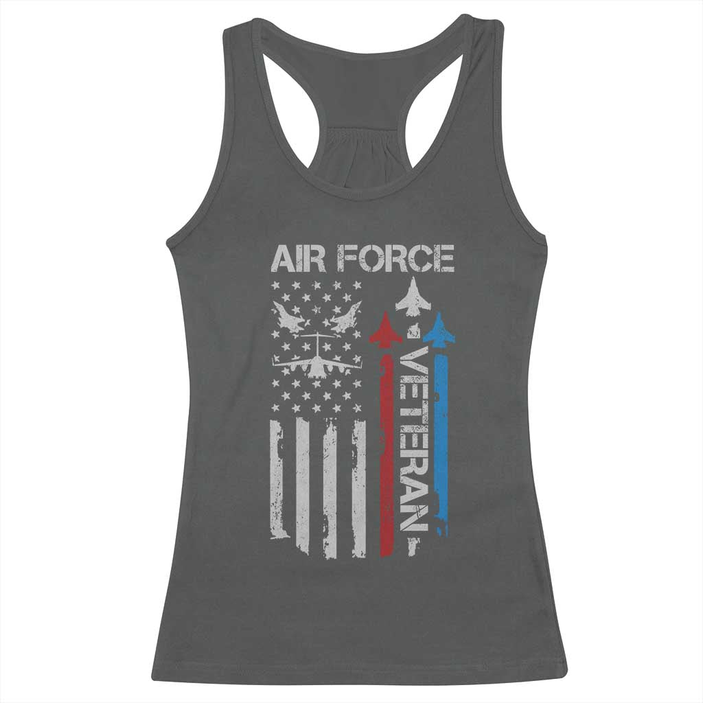 Air Force Veteran Racerback Tank Top Distressed American Flag Retired Dad Grandpa
