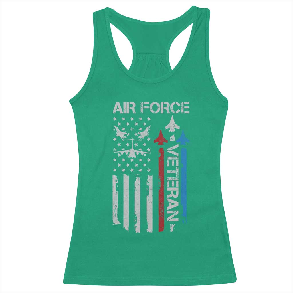 Air Force Veteran Racerback Tank Top Distressed American Flag Retired Dad Grandpa