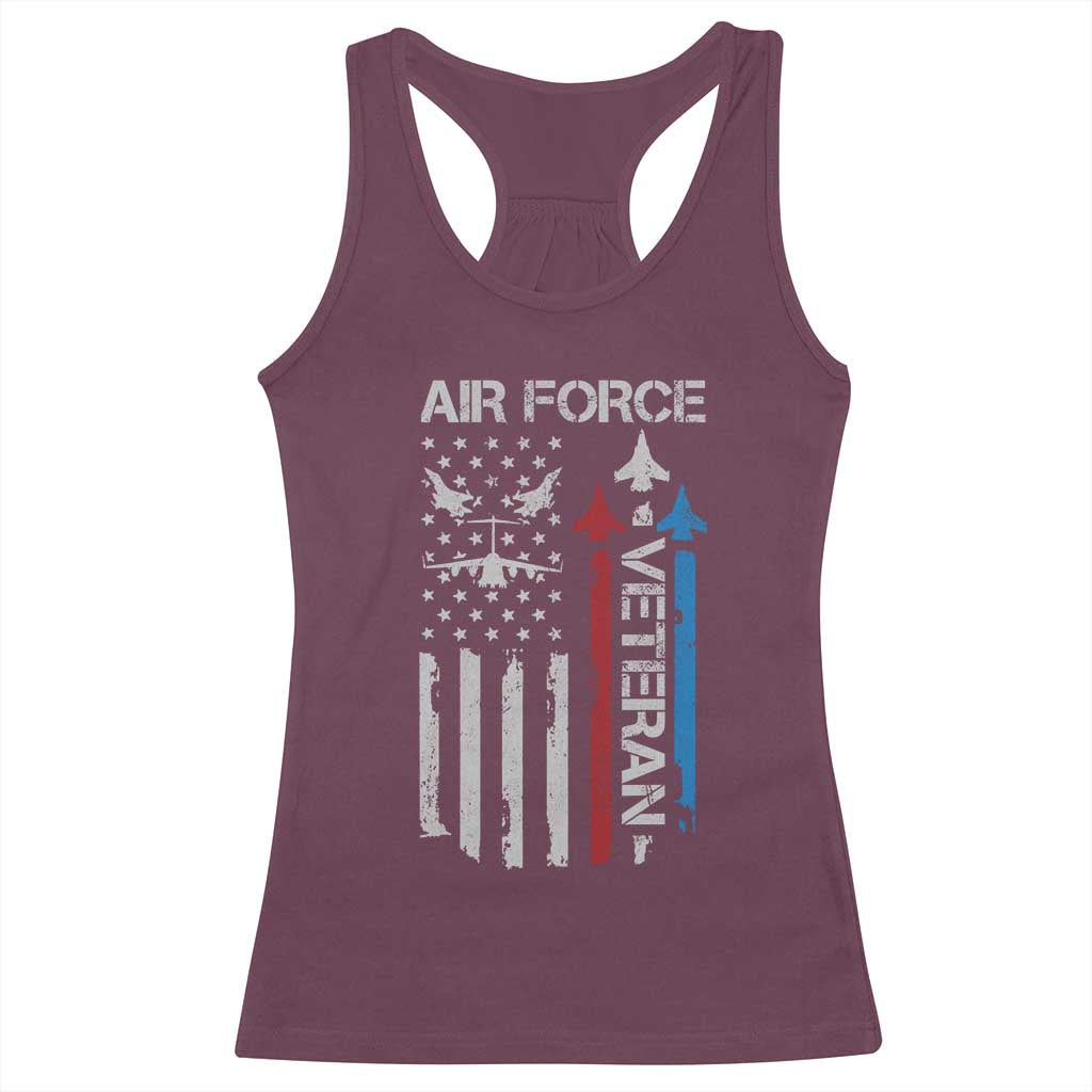 Air Force Veteran Racerback Tank Top Distressed American Flag Retired Dad Grandpa