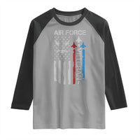 Air Force Veteran Raglan Shirt Distressed American Flag Retired Dad Grandpa