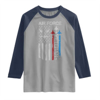 Air Force Veteran Raglan Shirt Distressed American Flag Retired Dad Grandpa