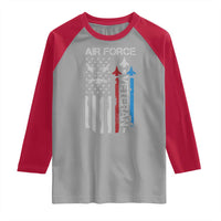 Air Force Veteran Raglan Shirt Distressed American Flag Retired Dad Grandpa