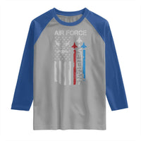 Air Force Veteran Raglan Shirt Distressed American Flag Retired Dad Grandpa