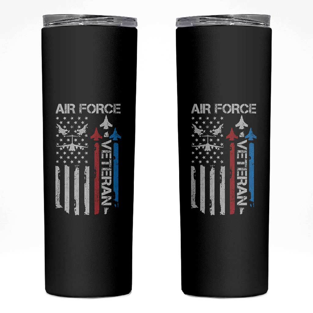 Air Force Veteran Skinny Tumbler Distressed American Flag Retired Dad Grandpa