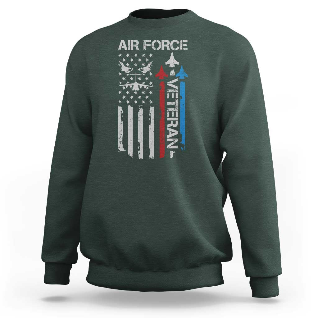Air Force Veteran Sweatshirt Distressed American Flag Retired Dad Grandpa