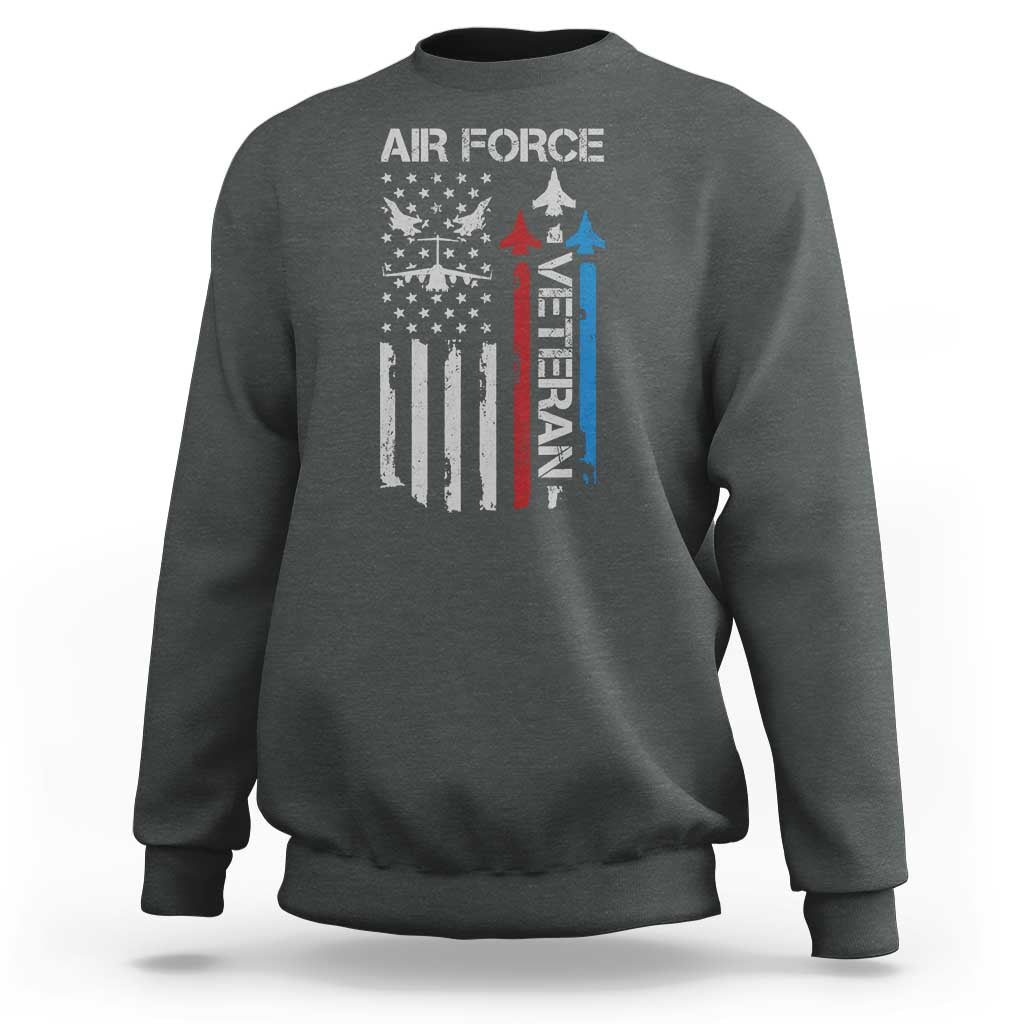 Air Force Veteran Sweatshirt Distressed American Flag Retired Dad Grandpa