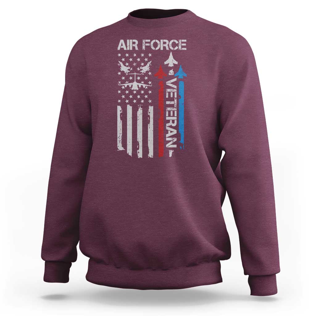 Air Force Veteran Sweatshirt Distressed American Flag Retired Dad Grandpa
