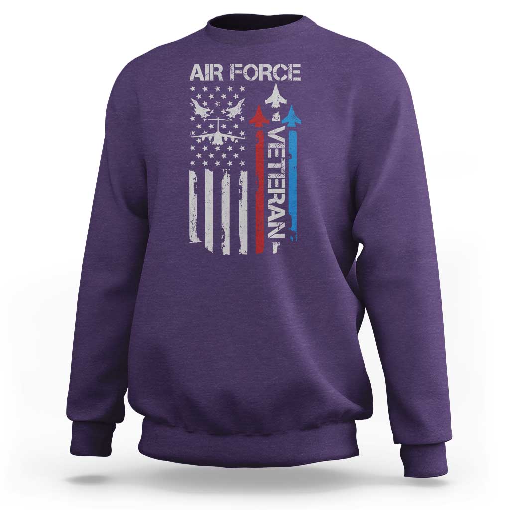 Air Force Veteran Sweatshirt Distressed American Flag Retired Dad Grandpa