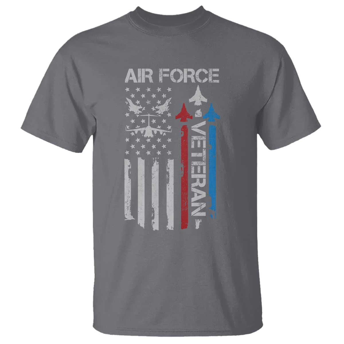 Air Force Veteran T Shirt Distressed American Flag Retired Dad Grandpa