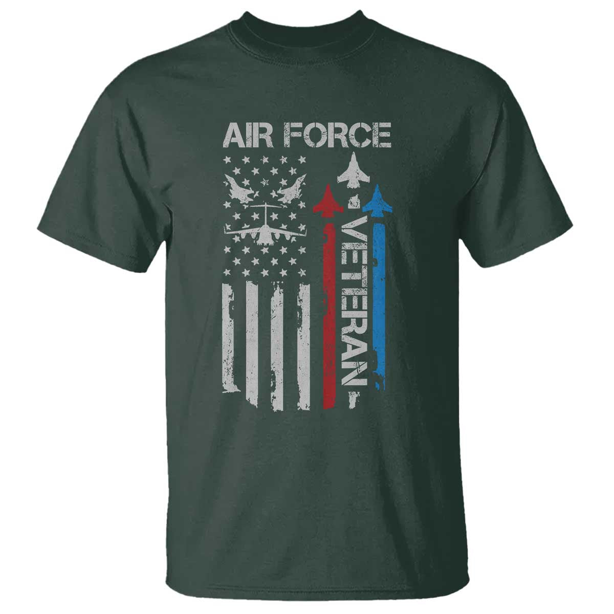 Air Force Veteran T Shirt Distressed American Flag Retired Dad Grandpa