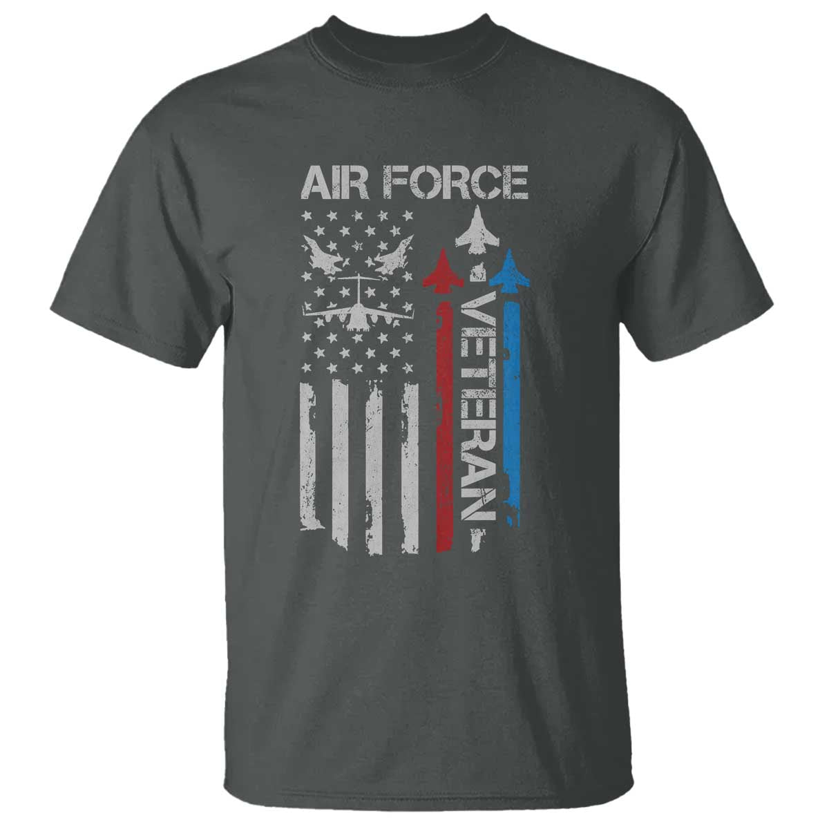 Air Force Veteran T Shirt Distressed American Flag Retired Dad Grandpa