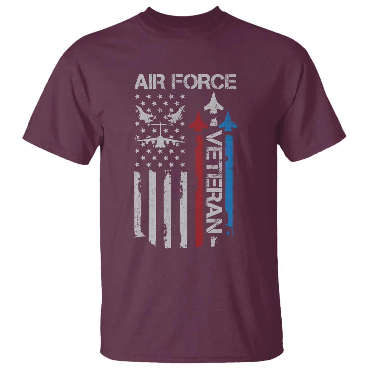 Air Force Veteran T Shirt Distressed American Flag Retired Dad Grandpa