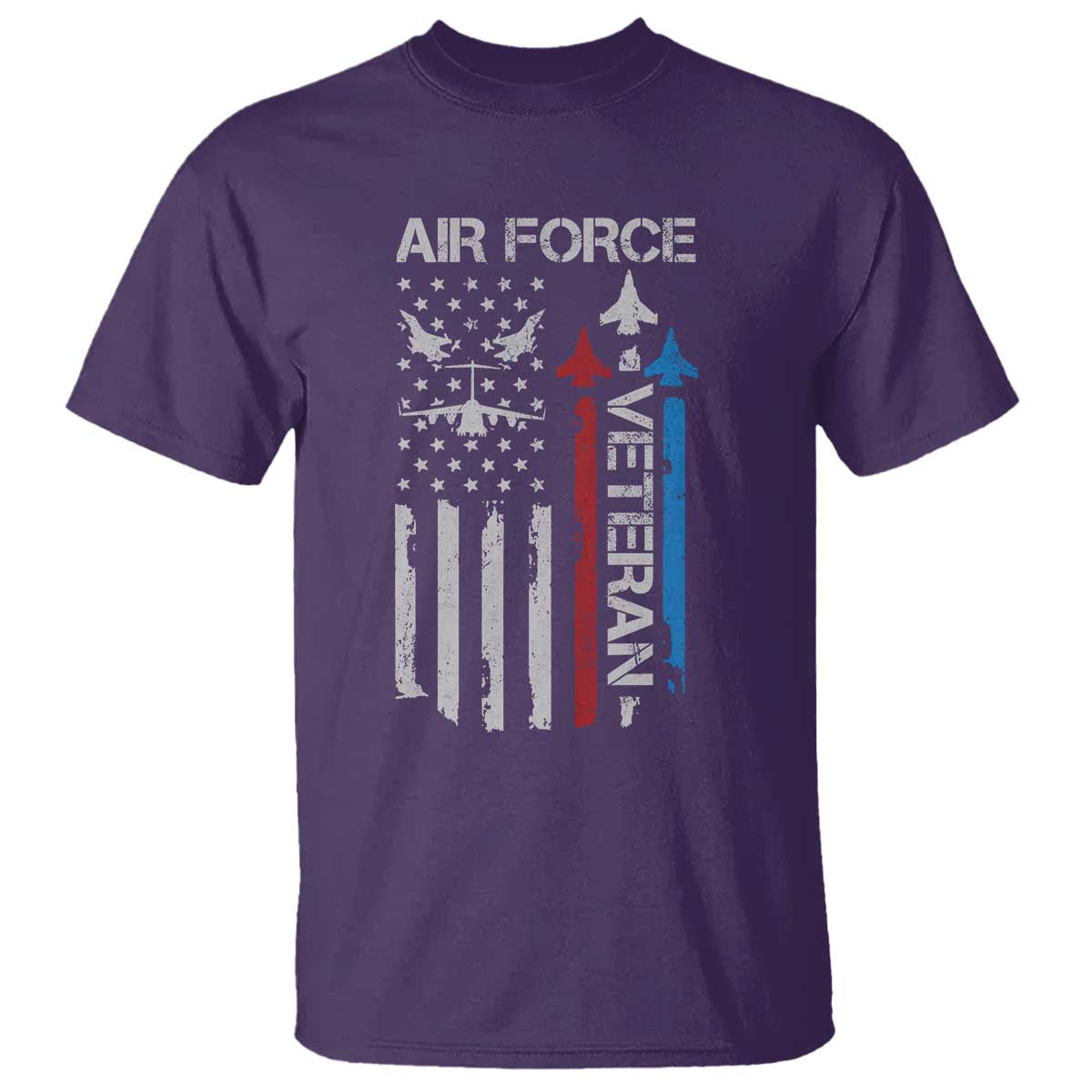 Air Force Veteran T Shirt Distressed American Flag Retired Dad Grandpa