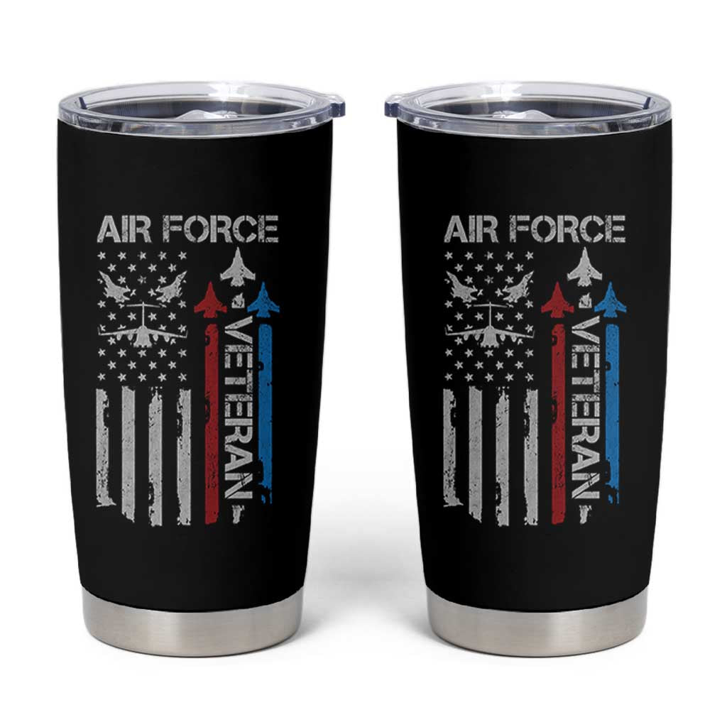 Air Force Veteran Tumbler Cup Distressed American Flag Retired Dad Grandpa