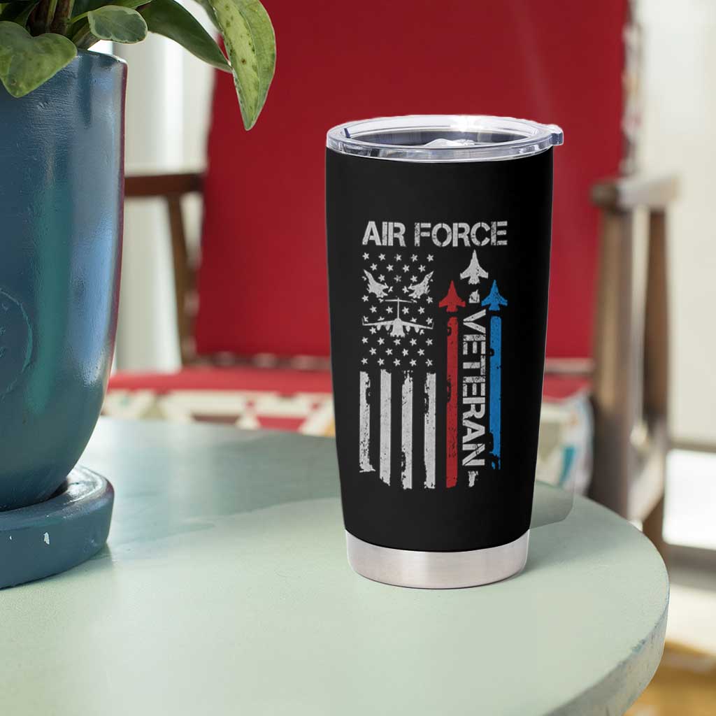 Air Force Veteran Tumbler Cup Distressed American Flag Retired Dad Grandpa