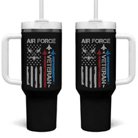 Air Force Veteran Tumbler With Handle Distressed American Flag Retired Dad Grandpa