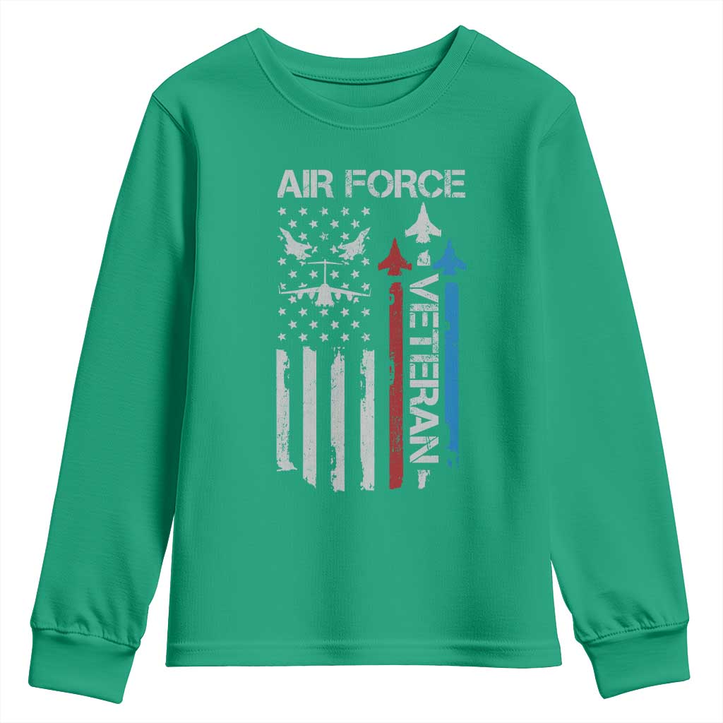 Air Force Veteran Youth Sweatshirt Distressed American Flag Retired Dad Grandpa