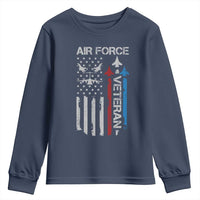 Air Force Veteran Youth Sweatshirt Distressed American Flag Retired Dad Grandpa