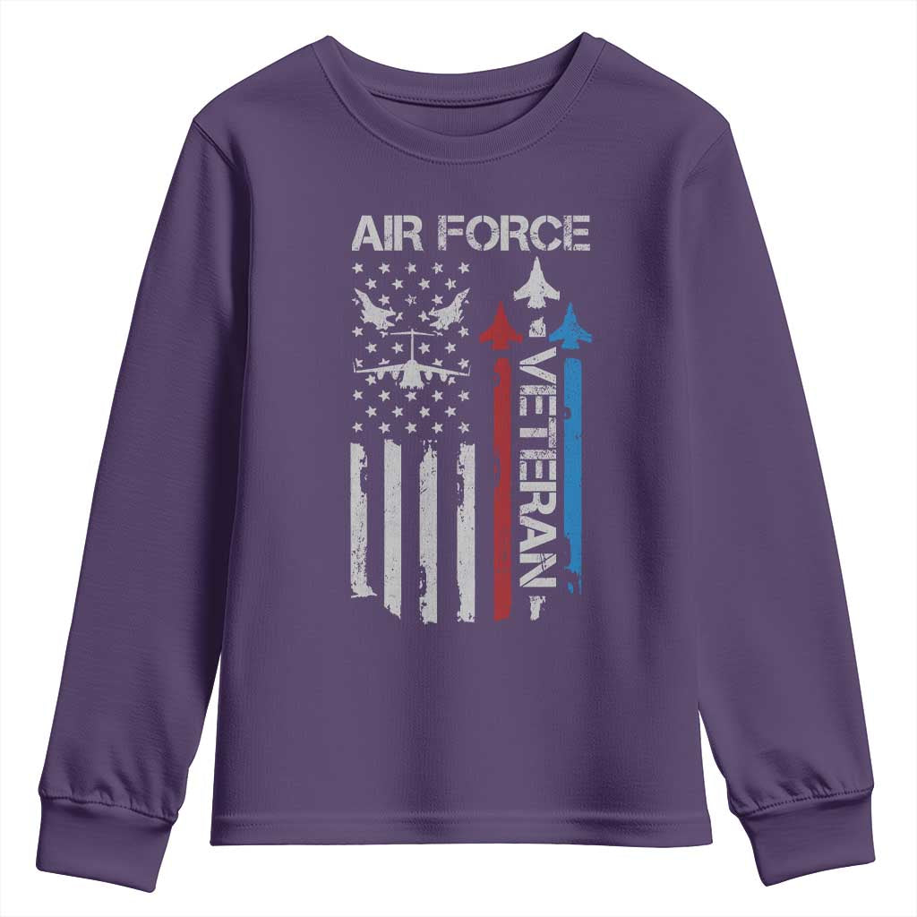 Air Force Veteran Youth Sweatshirt Distressed American Flag Retired Dad Grandpa