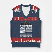 R.E.D Friday V-Neck Knit Sweater Vest Remember Everyone Deployed Military US Flag - Wonder Print Shop