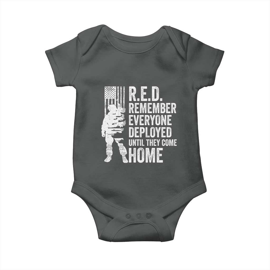 R.E.D Friday Baby Onesie Remember Everyone Deployed American Flag Military Supportive - Wonder Print Shop