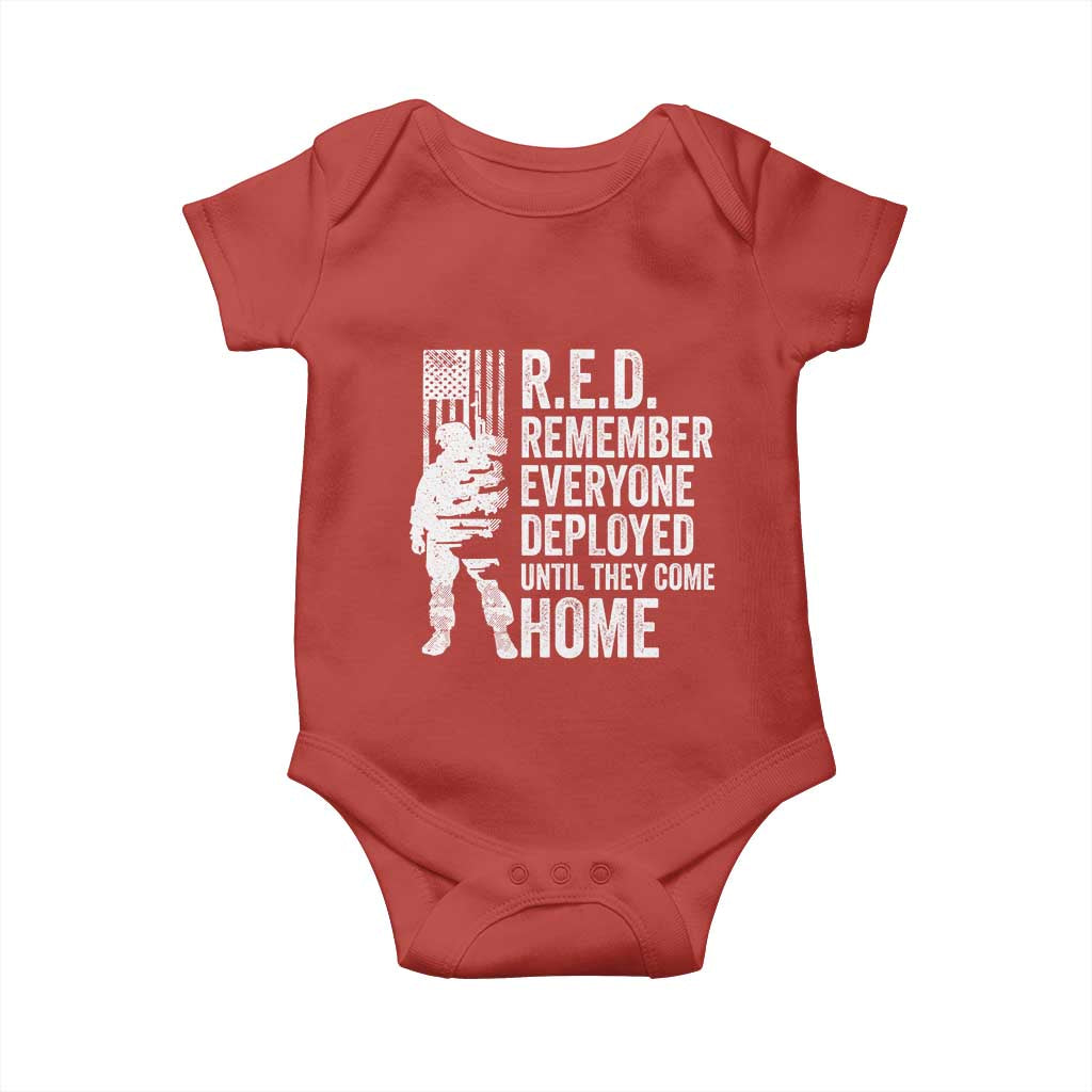 R.E.D Friday Baby Onesie Remember Everyone Deployed American Flag Military Supportive - Wonder Print Shop
