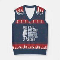 R.E.D Friday V-Neck Knit Sweater Vest Remember Everyone Deployed American Flag Military Supportive - Wonder Print Shop