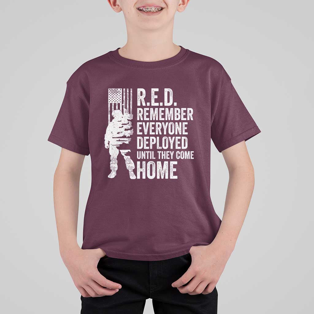 R.E.D Friday T Shirt For Kid Remember Everyone Deployed American Flag Military Supportive - Wonder Print Shop