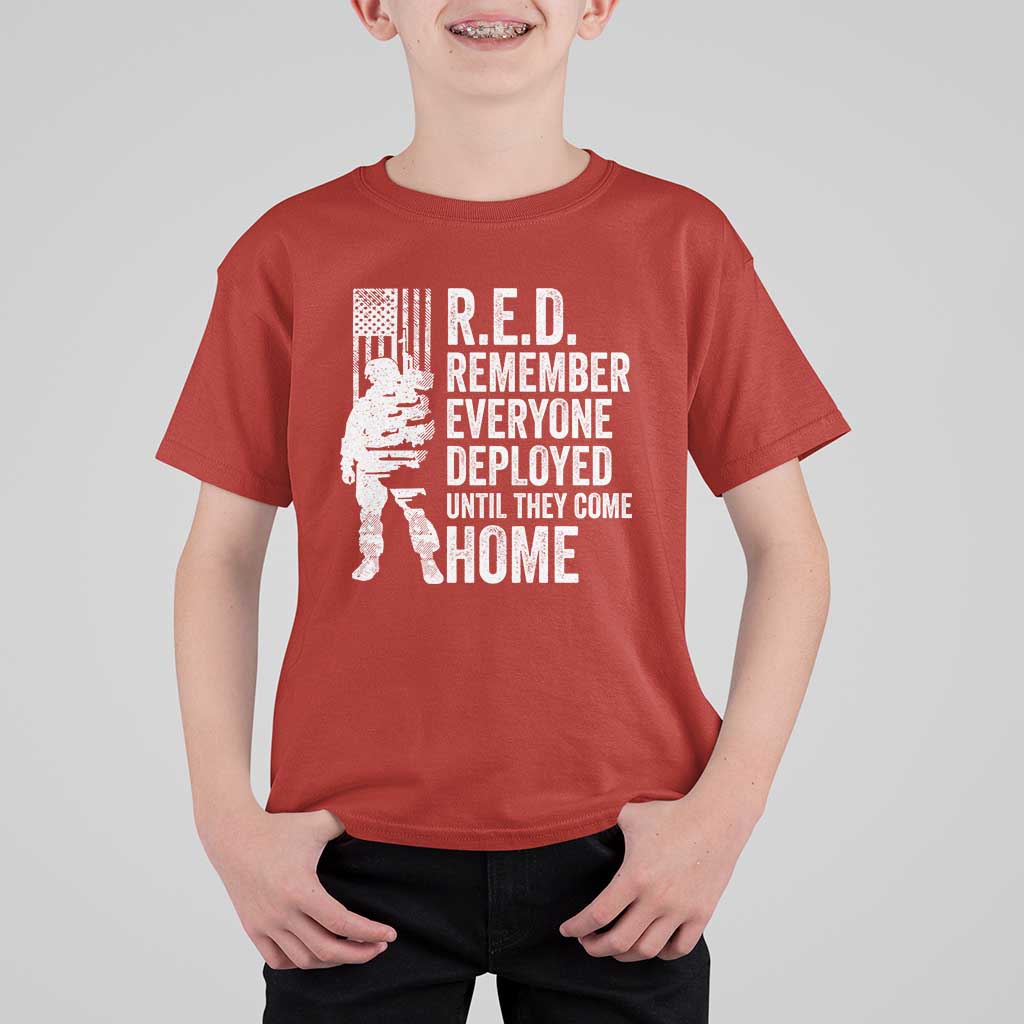 R.E.D Friday T Shirt For Kid Remember Everyone Deployed American Flag Military Supportive - Wonder Print Shop