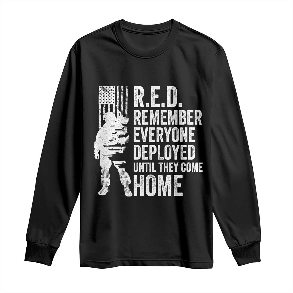 R.E.D Friday Long Sleeve Shirt Remember Everyone Deployed American Flag Military Supportive - Wonder Print Shop