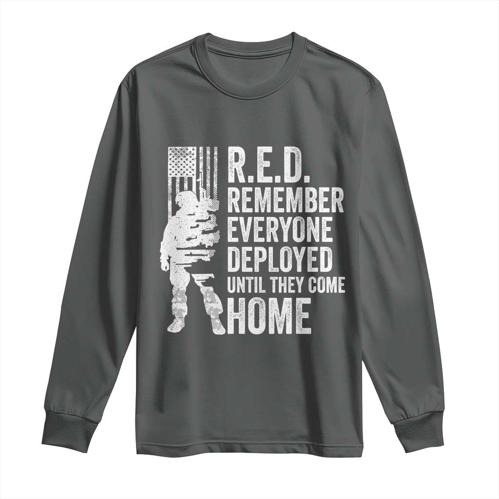 R.E.D Friday Long Sleeve Shirt Remember Everyone Deployed American Flag Military Supportive - Wonder Print Shop