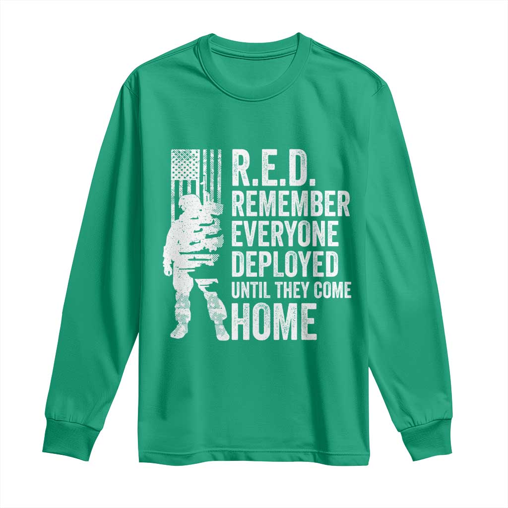 R.E.D Friday Long Sleeve Shirt Remember Everyone Deployed American Flag Military Supportive - Wonder Print Shop