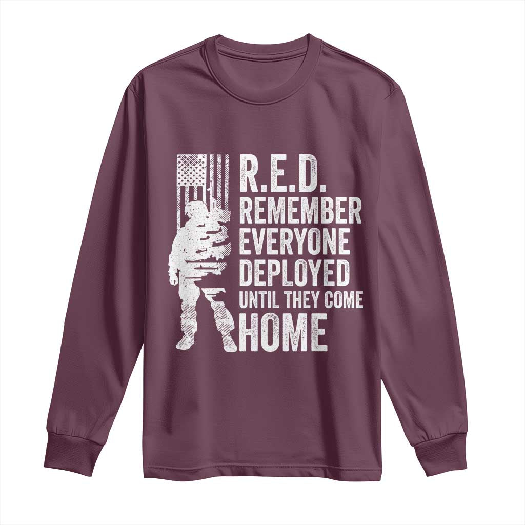 R.E.D Friday Long Sleeve Shirt Remember Everyone Deployed American Flag Military Supportive - Wonder Print Shop