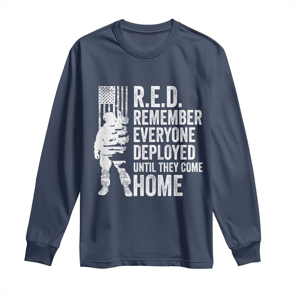 R.E.D Friday Long Sleeve Shirt Remember Everyone Deployed American Flag Military Supportive - Wonder Print Shop