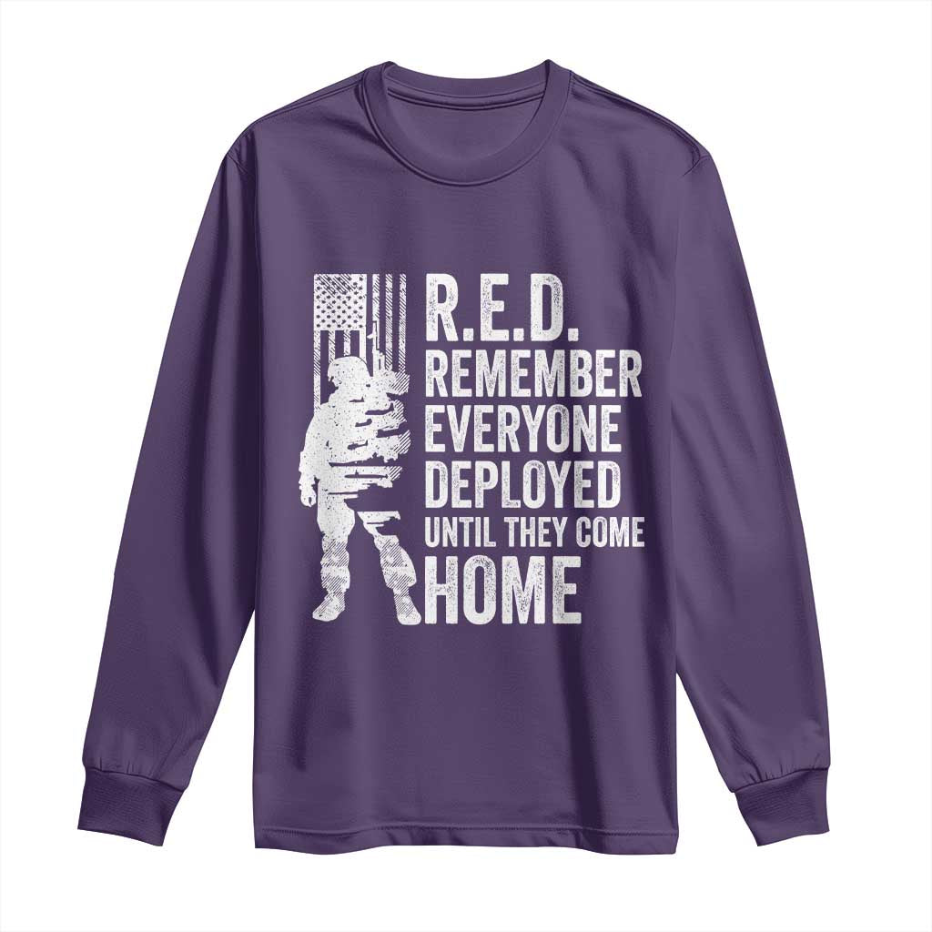 R.E.D Friday Long Sleeve Shirt Remember Everyone Deployed American Flag Military Supportive - Wonder Print Shop