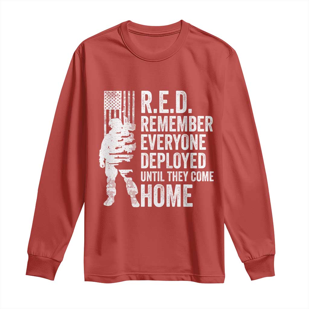 R.E.D Friday Long Sleeve Shirt Remember Everyone Deployed American Flag Military Supportive - Wonder Print Shop