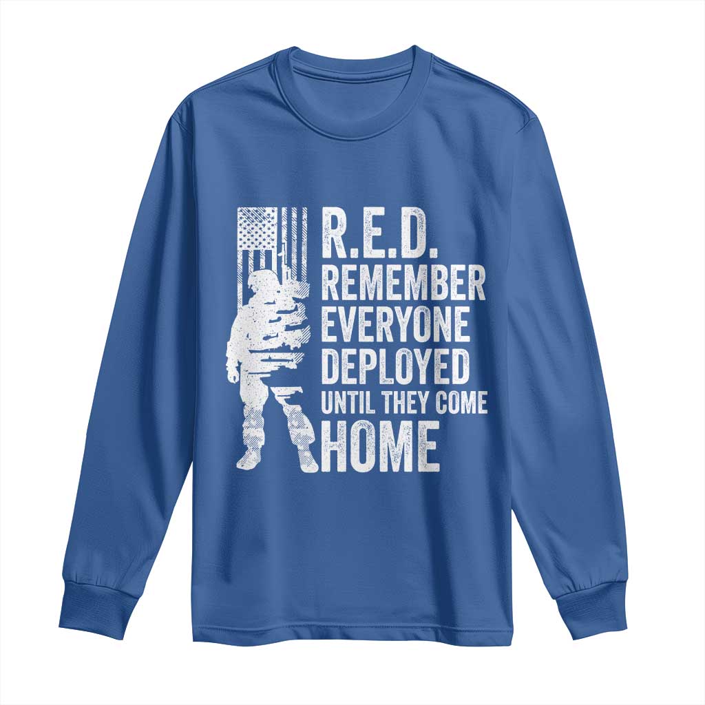 R.E.D Friday Long Sleeve Shirt Remember Everyone Deployed American Flag Military Supportive - Wonder Print Shop