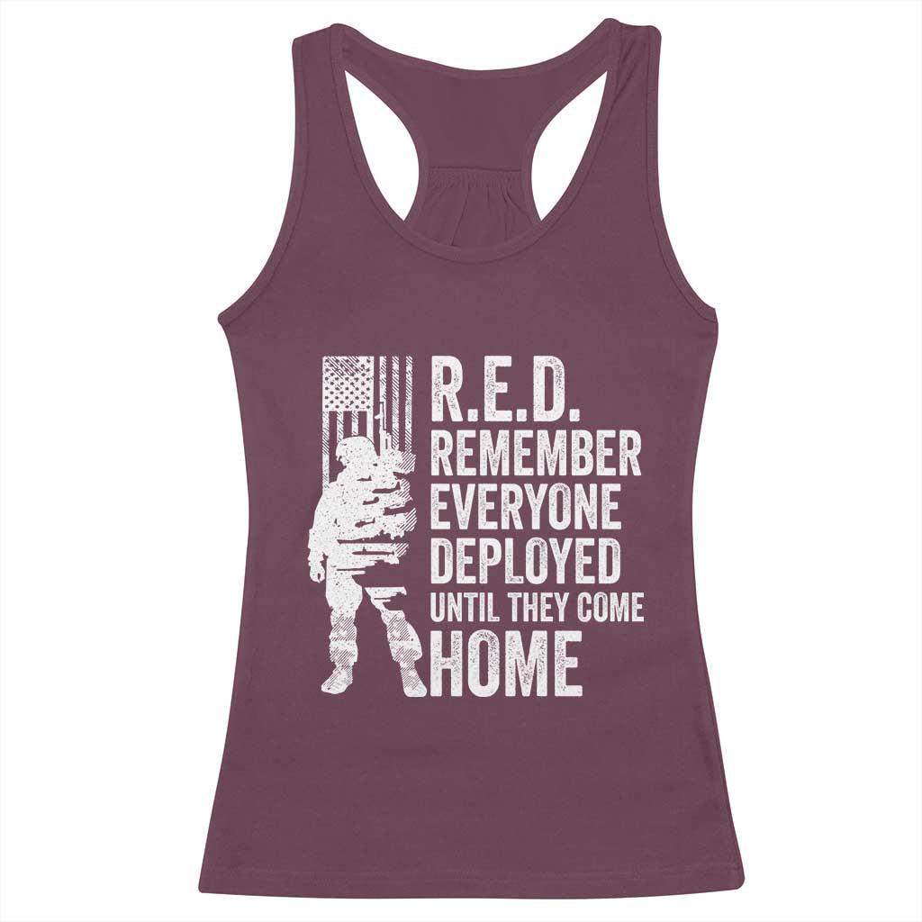 R.E.D Friday Racerback Tank Top Remember Everyone Deployed American Flag Military Supportive - Wonder Print Shop