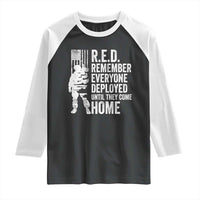 R.E.D Friday Raglan Shirt Remember Everyone Deployed American Flag Military Supportive - Wonder Print Shop