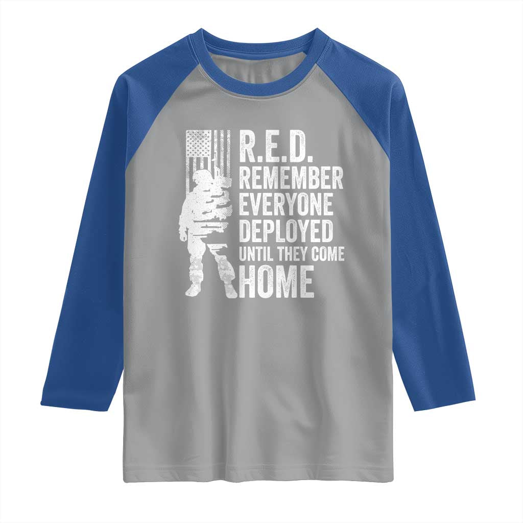 R.E.D Friday Raglan Shirt Remember Everyone Deployed American Flag Military Supportive - Wonder Print Shop